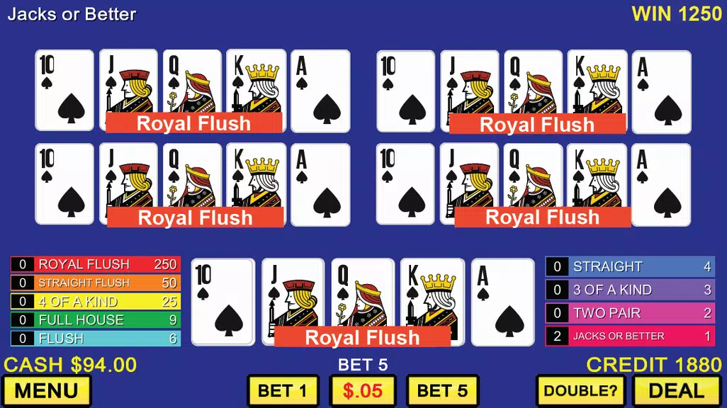 Five Hand Video Poker  Screenshot 1