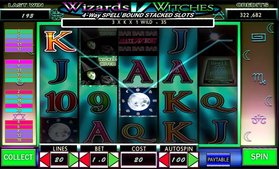 Video Slots: Wizards v Witches  Screenshot 2