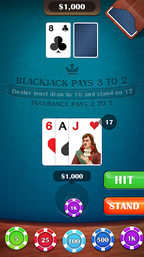 Blackjack 21 - casino card game  Screenshot 1