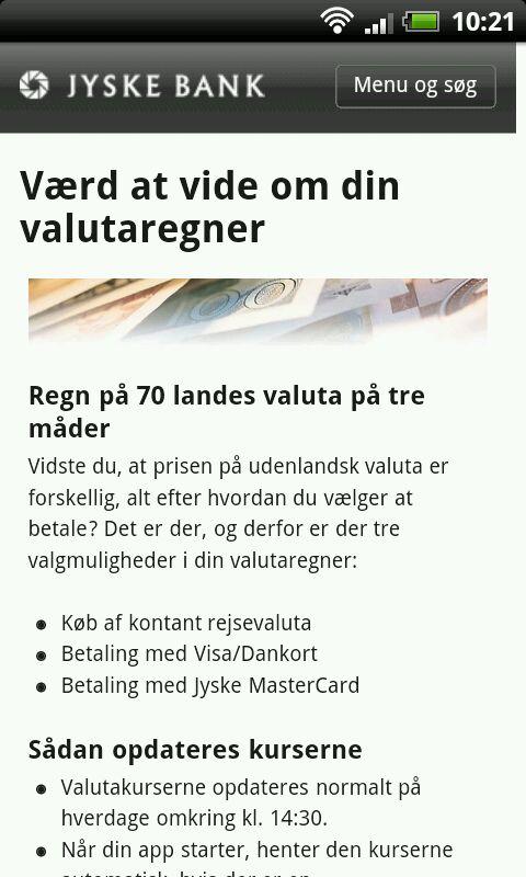 Valutaregner fra Jyske Bank  Screenshot 4