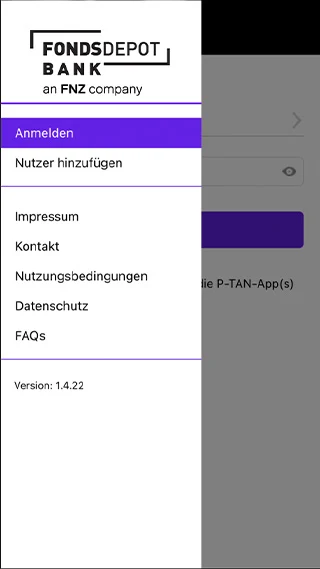 pushTAN-App Fondsdepot Bank  Screenshot 1