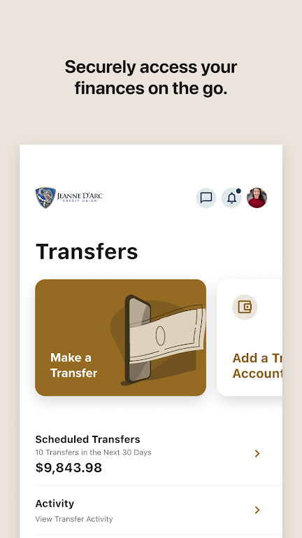 Jeanne D'Arc CU Mobile Banking  Screenshot 2