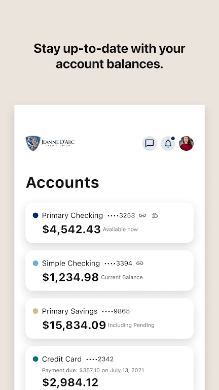Jeanne D'Arc CU Mobile Banking  Screenshot 3
