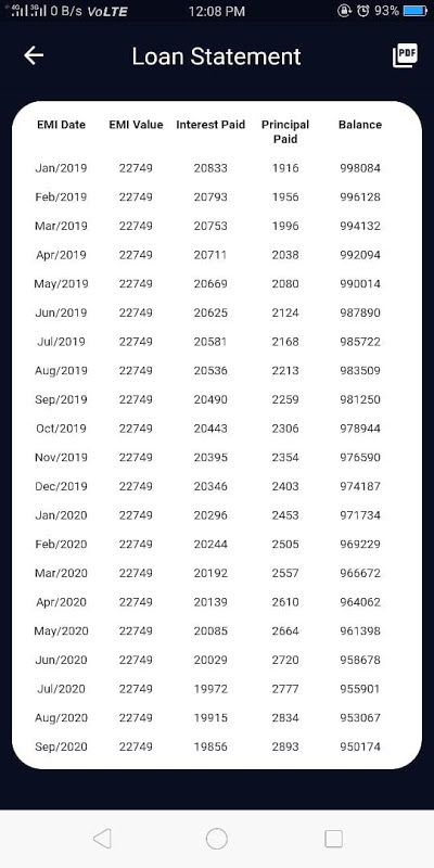 Loan Statement  Screenshot 1