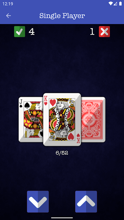 Higher Lower Card Game  Screenshot 1