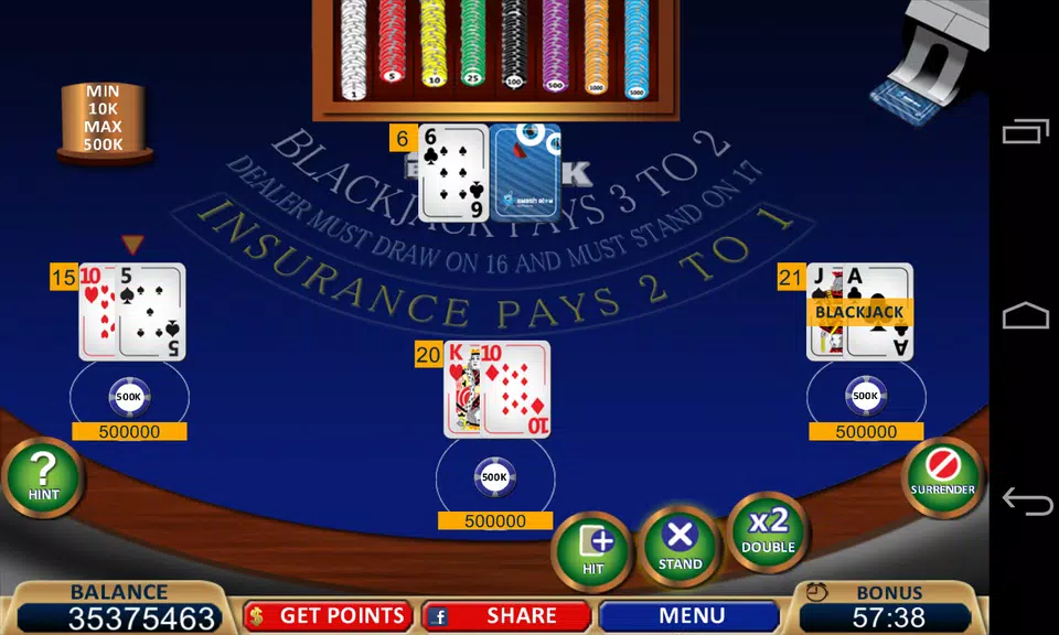 Blackjack 21+ Casino Card Game  Screenshot 1