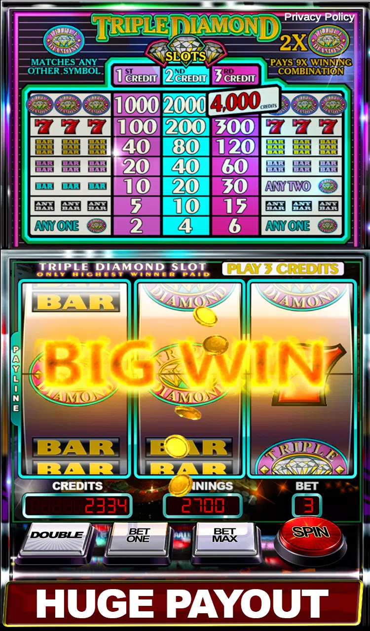 Triple Diamond Slot Machine  Screenshot 2