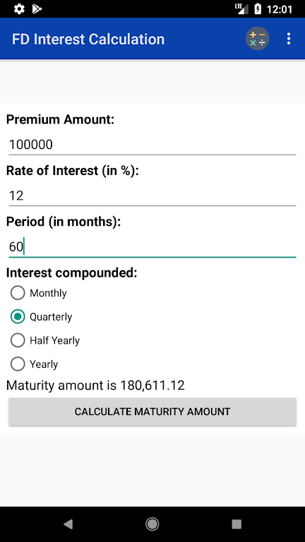 Bank Interest Calculator  Screenshot 1