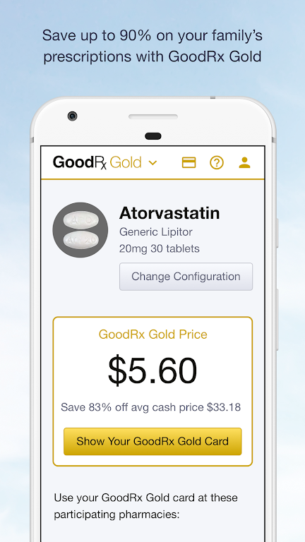 GoodRx Gold - Pharmacy Discount Card  Screenshot 1