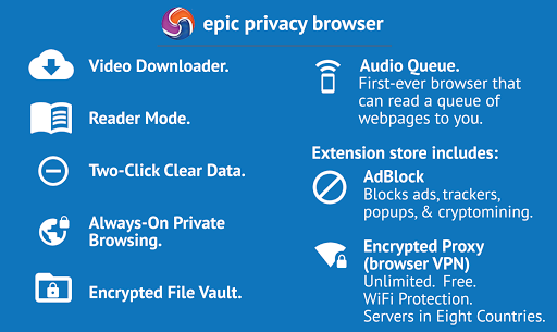 Epic Privacy Browser with AdBlock, Vault, Free VPN  Screenshot 1