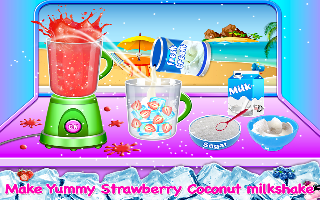 Coconut Milkshake Maker - Beach Party Cooking Game  Screenshot 3