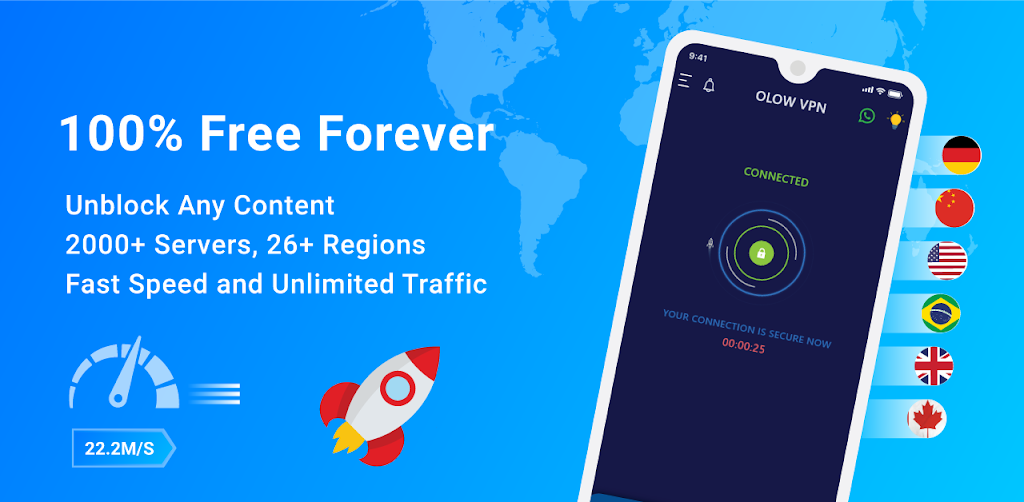 OLOW LITE VPN - UNLIMITED FREE VPN PROXY  Screenshot 1