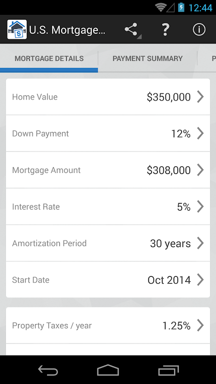 U.S. Mortgage Calculator  Screenshot 1