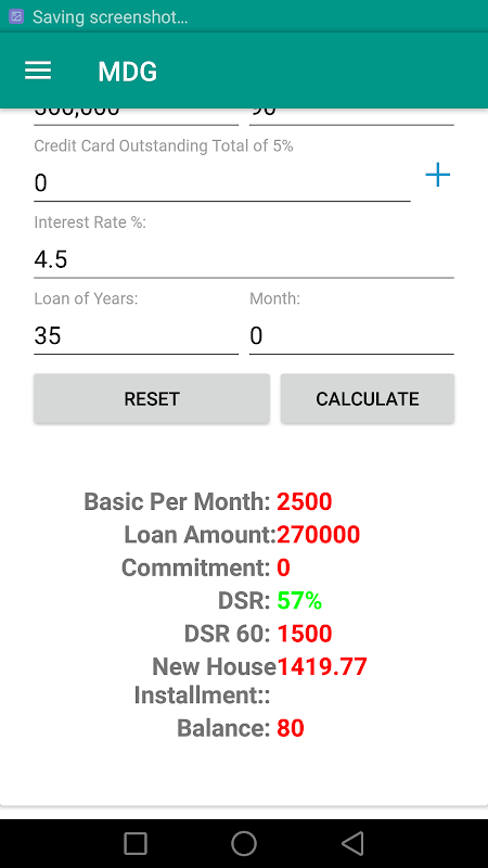 MDG CALCULATOR  Screenshot 2