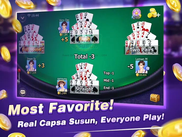 Capsa Susun online - Chinese Poker & Full house  Screenshot 1