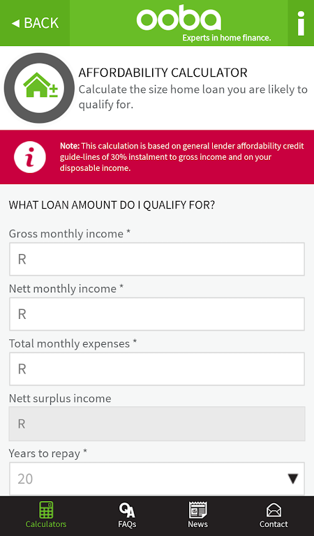 ooba Home Loans Calculators  Screenshot 2