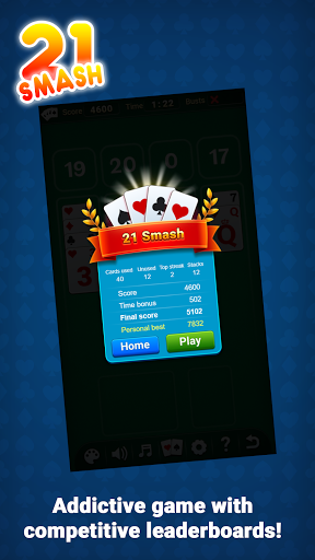 21 Smash - Best mix of Solitaire and BlackJack  Screenshot 3