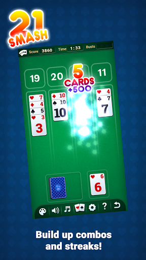 21 Smash - Best mix of Solitaire and BlackJack  Screenshot 2