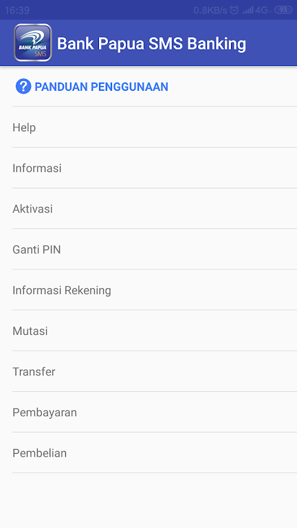 SMS Banking Bank Papua  Screenshot 2