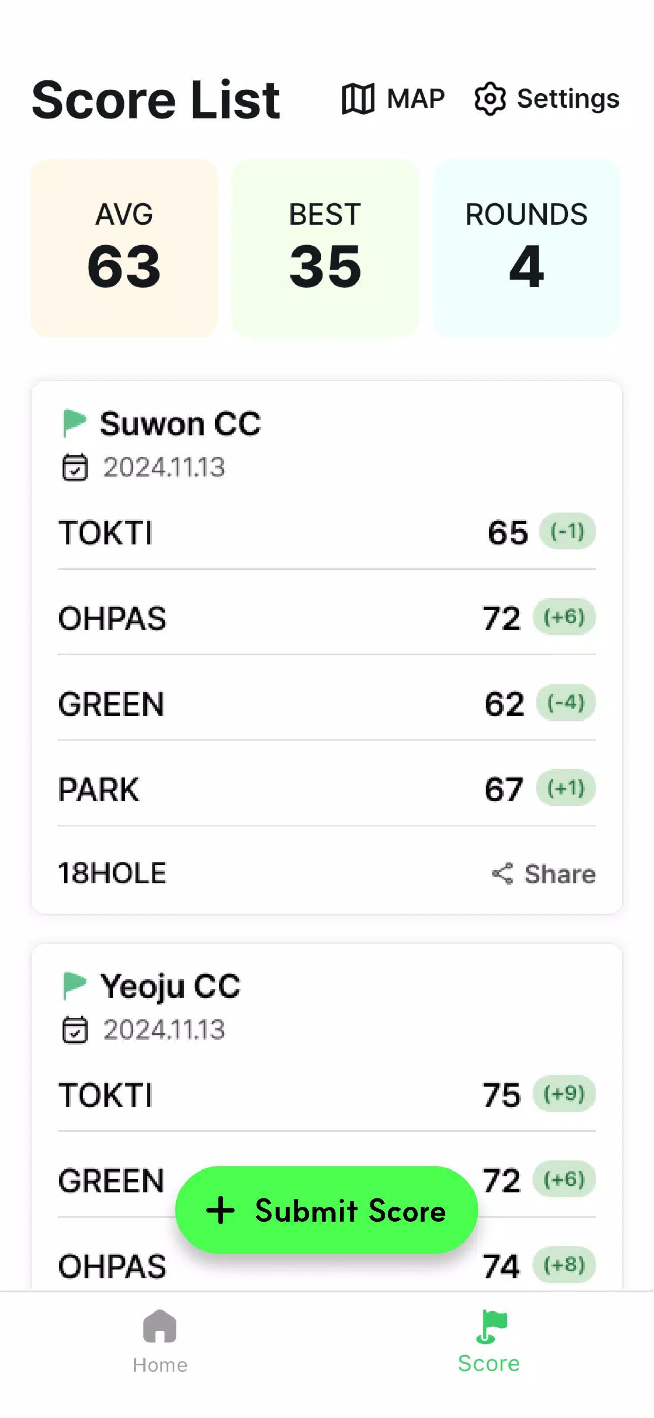 Ohpas, Today Parkgolf Score  Screenshot 3