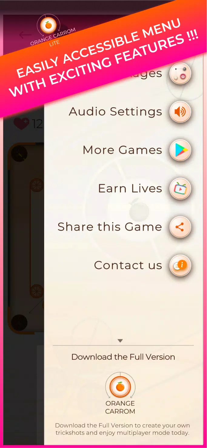Trickshot: Orange Carrom Lite  Screenshot 7