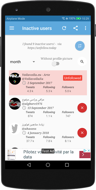 Unfollow Today  Screenshot 1