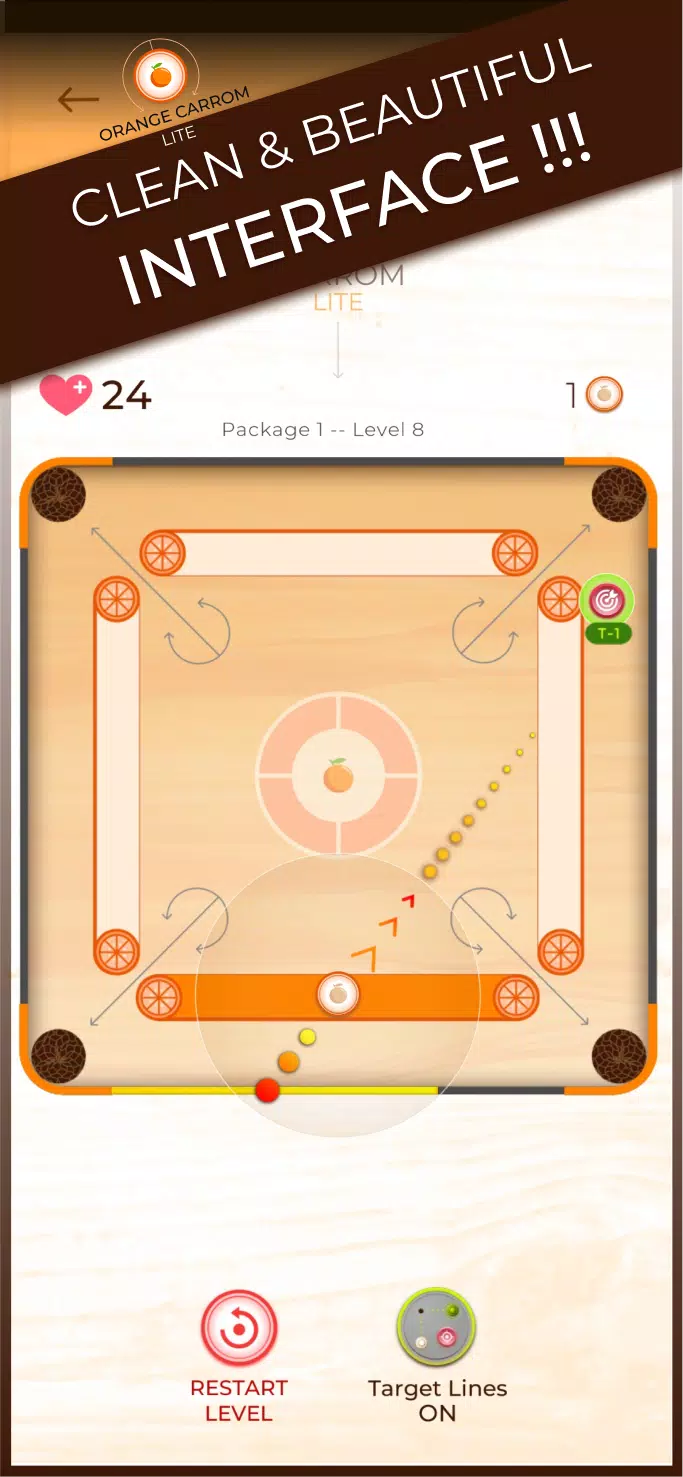 Trickshot: Orange Carrom Lite  Screenshot 1