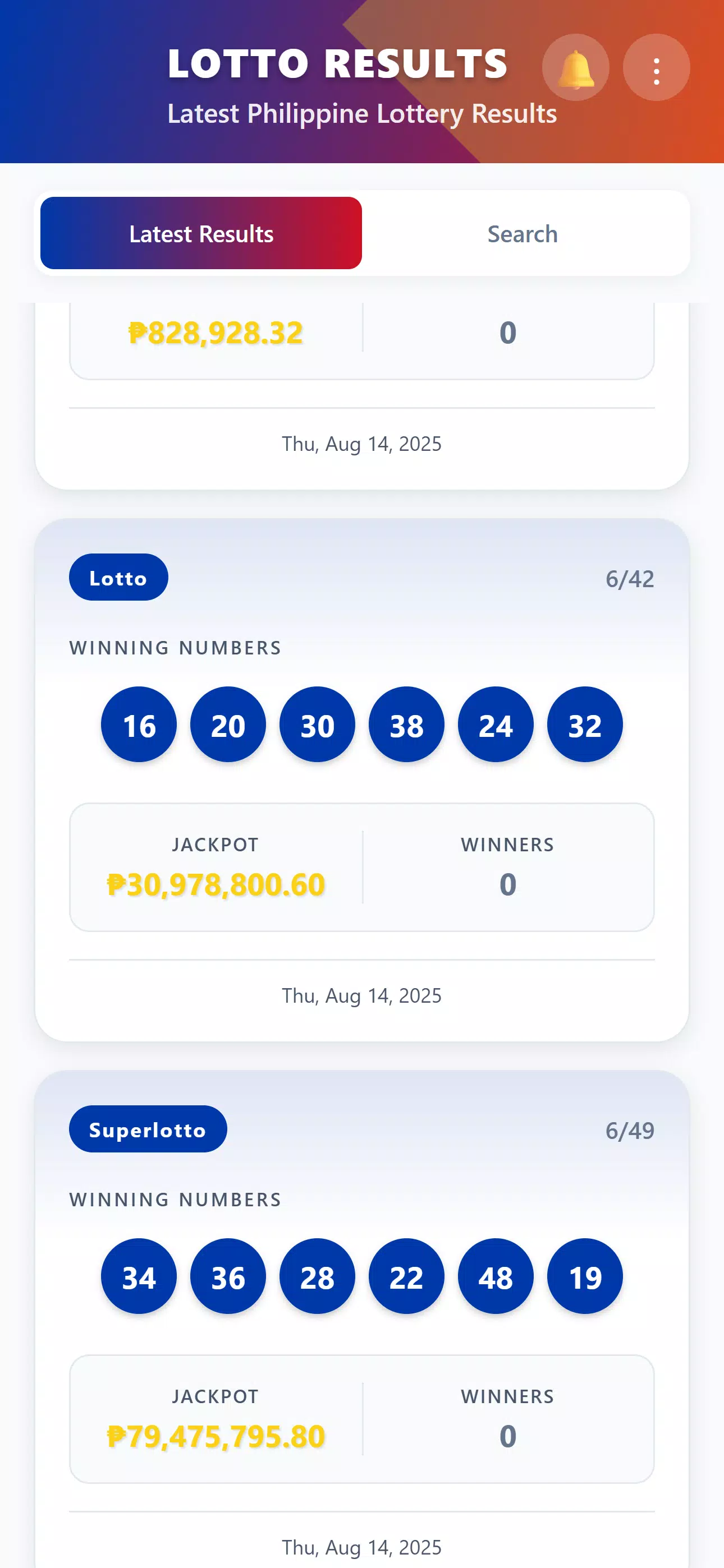 Lotto Results  Screenshot 2