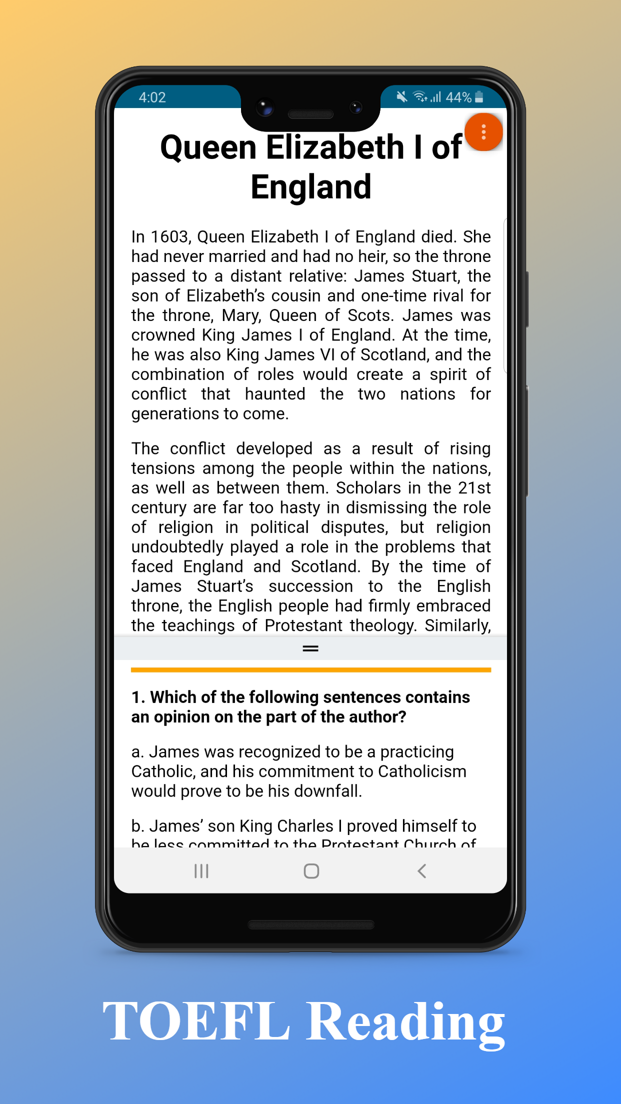 TOEFL Practice Test Screenshot 3