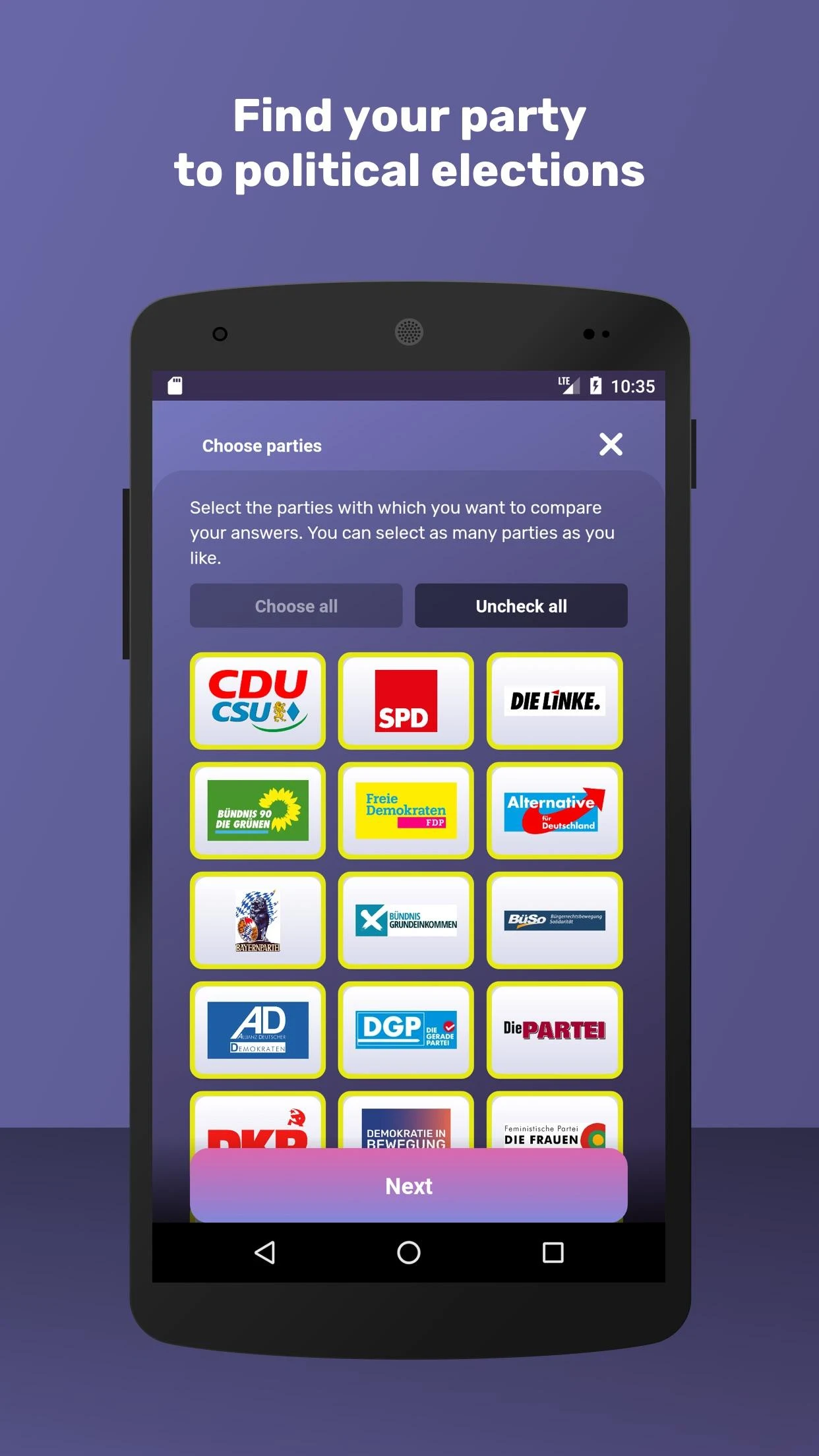 VoteSwiper - Find your party a Screenshot 2