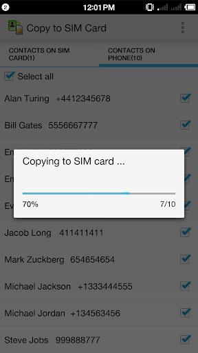 Copy to SIM Card  Screenshot 13