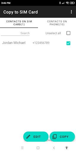 Copy to SIM Card  Screenshot 1