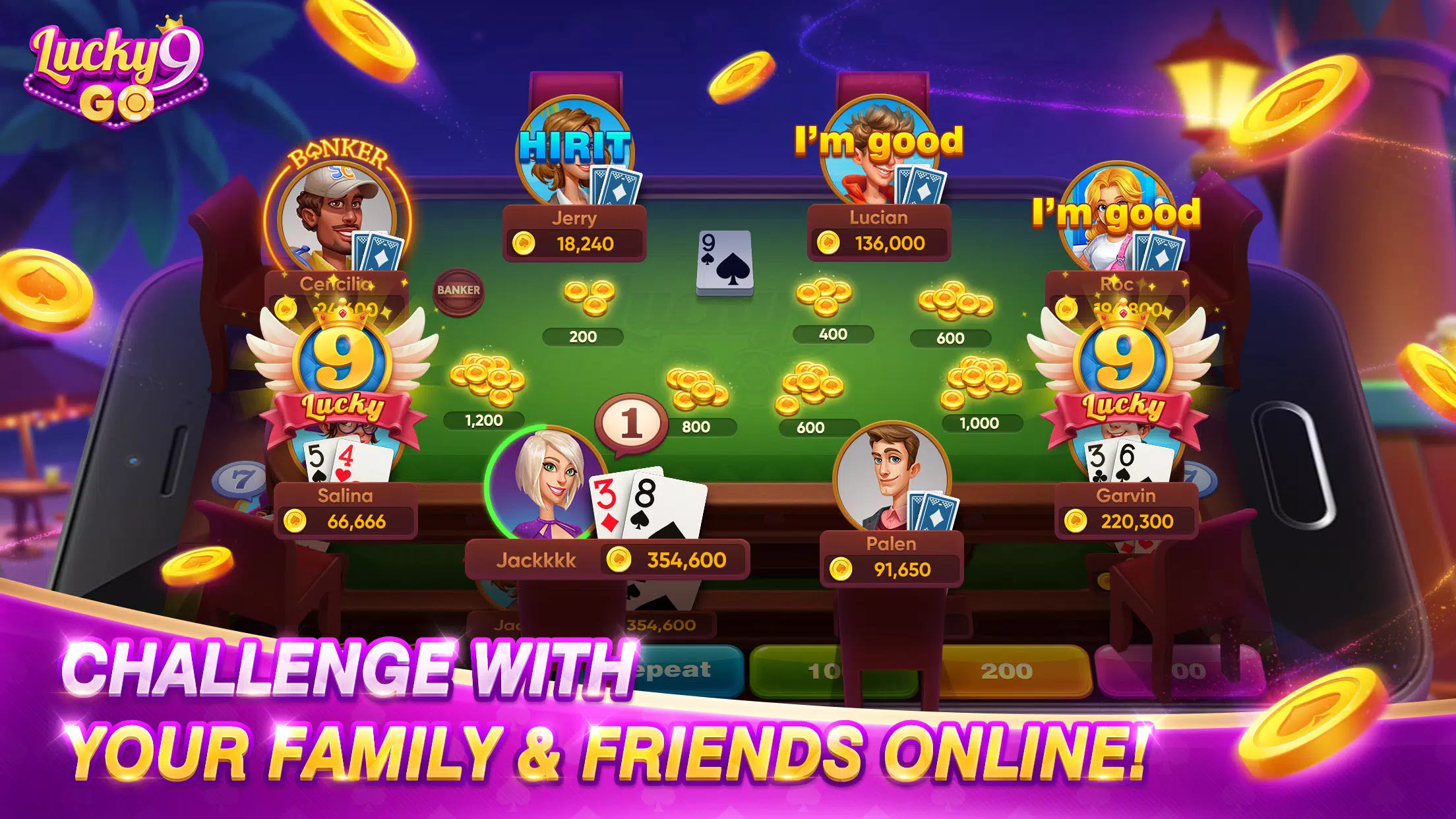 Lucky 9 Go Fun Card Game  Screenshot 1