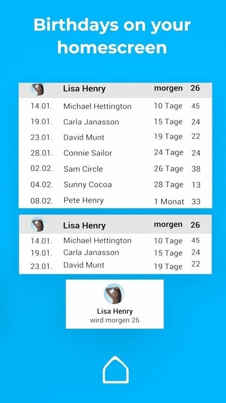Birthday Calendar & Reminder  Screenshot 2