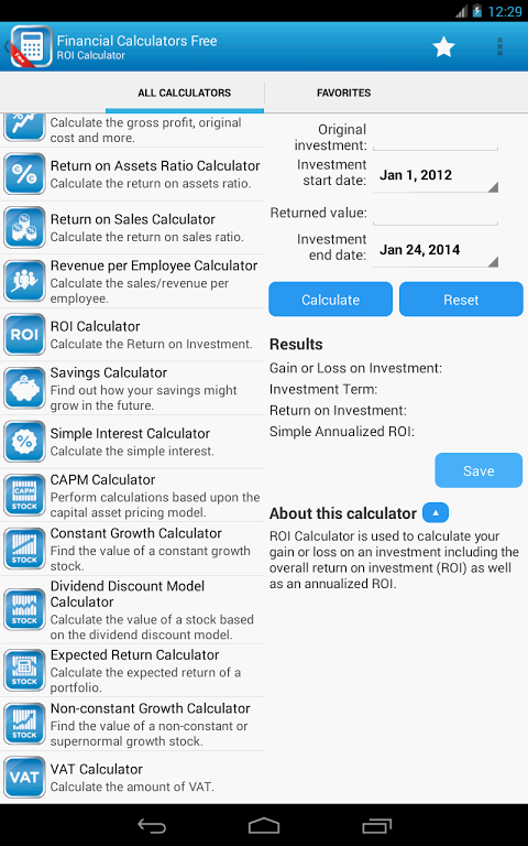 Financial Calculators  Screenshot 1