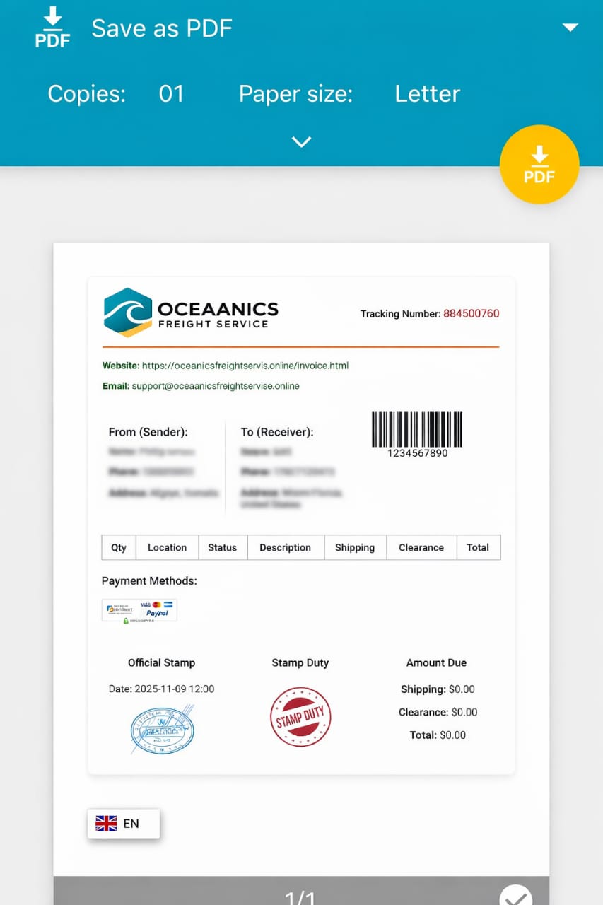 Oceanics Freight  Screenshot 1