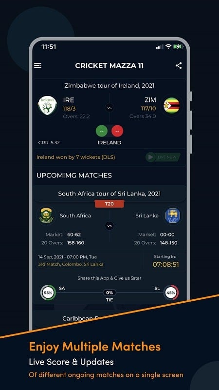 Cricket Mazza 11 Live Line  Screenshot 1