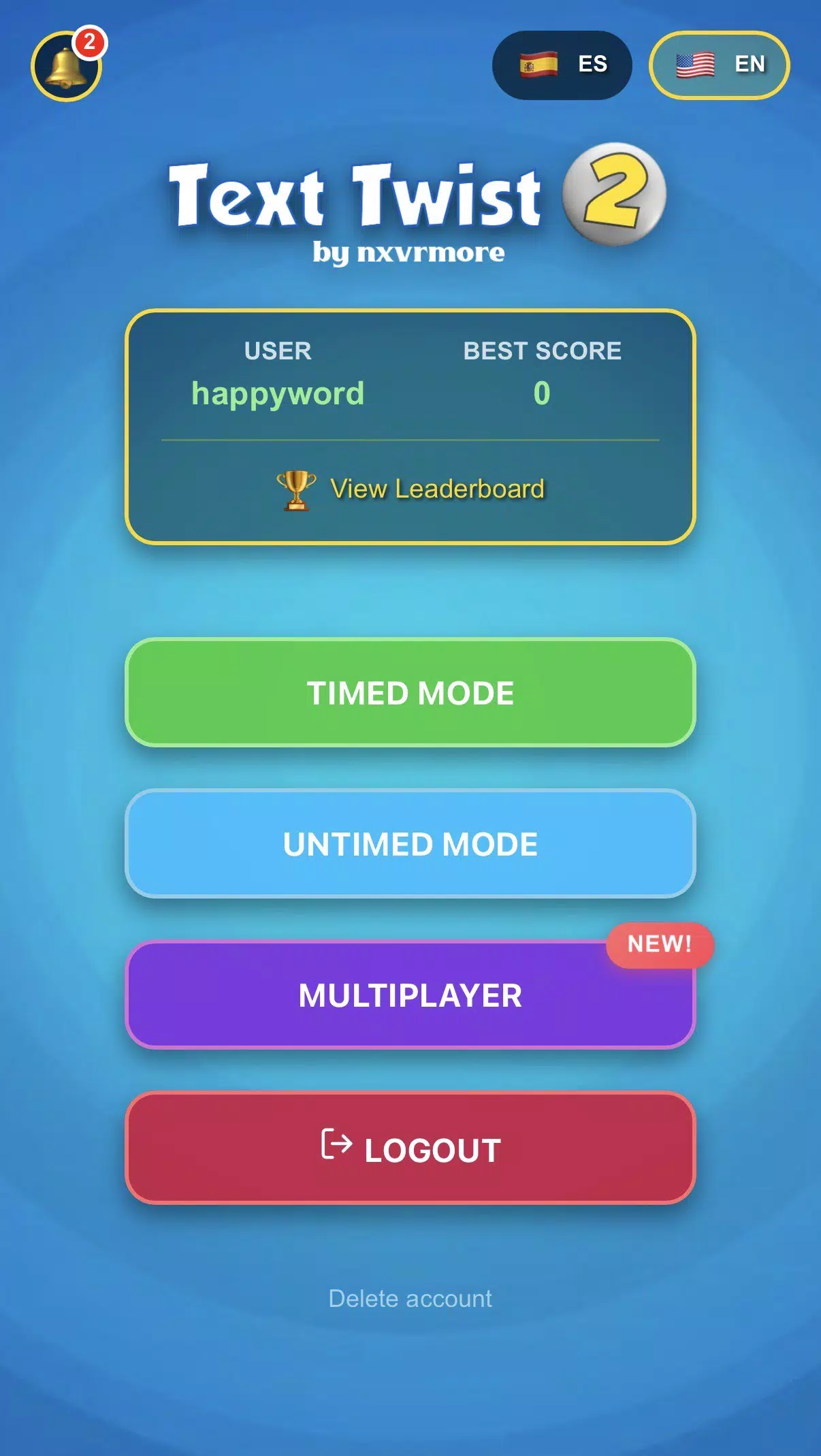 Text Twist 2 Puzzle Word Game Screenshot 1