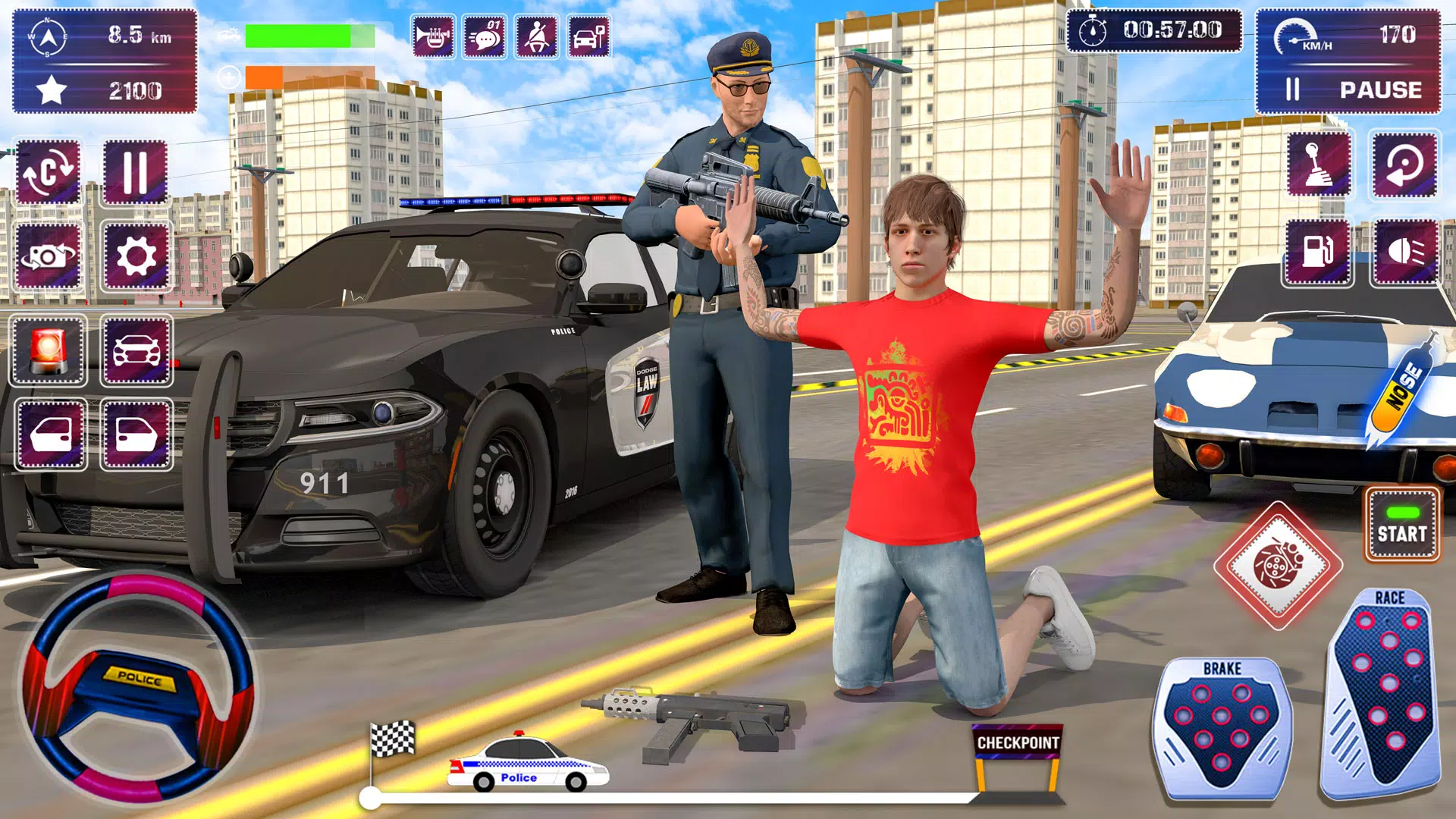 Police Car Chase Parking Games  Screenshot 1